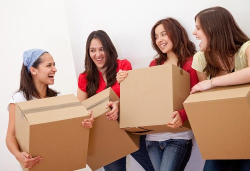 Professional movers handling household items